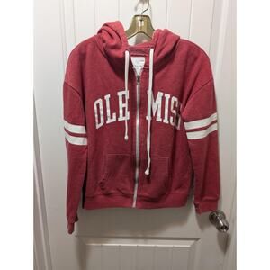 Ole Miss Rebels RedShirt Hoodie Women's M Spellout Sweatshirt Full Zip